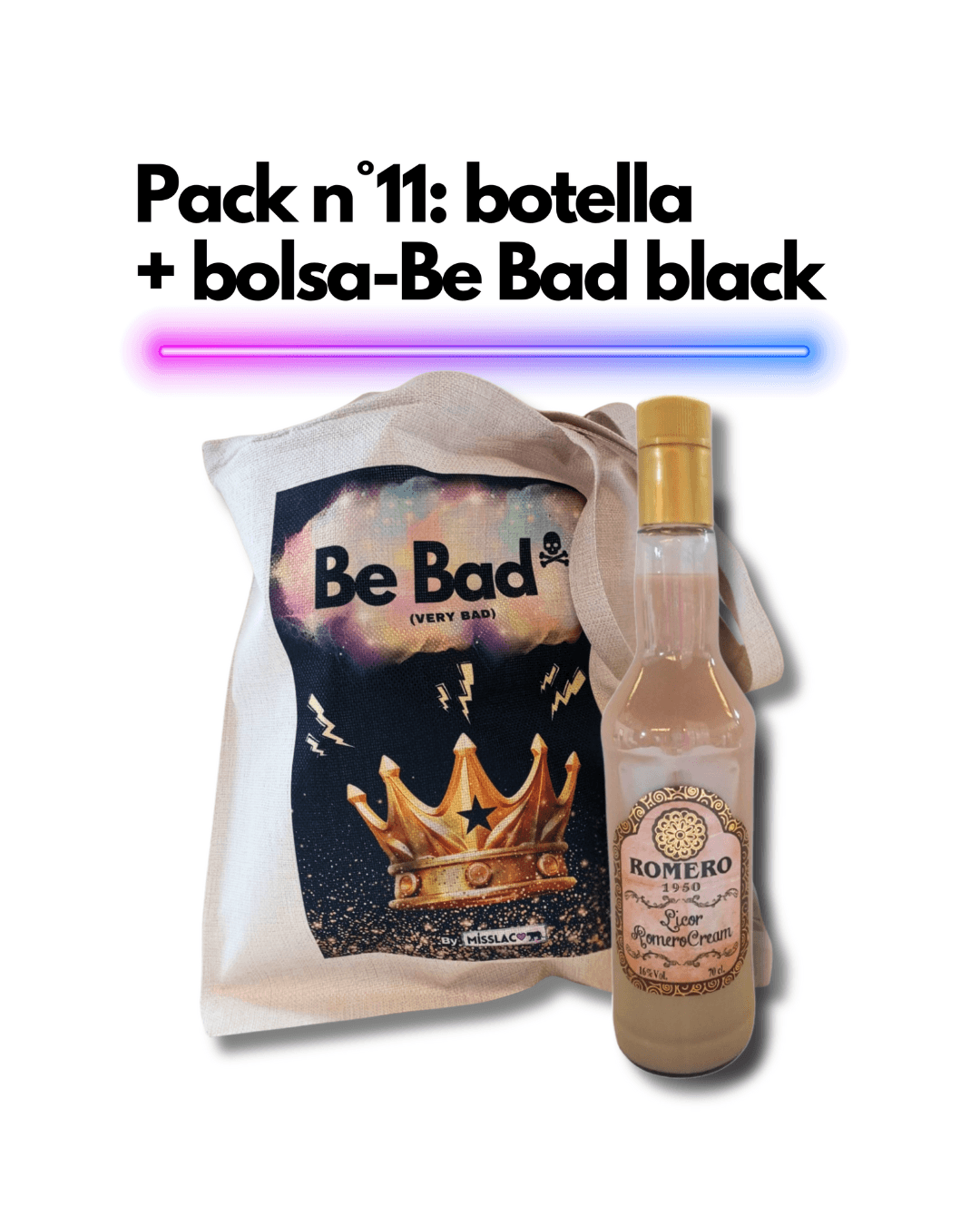 Pack nº 11: Botella+ Bolsa "Be Bad" Black